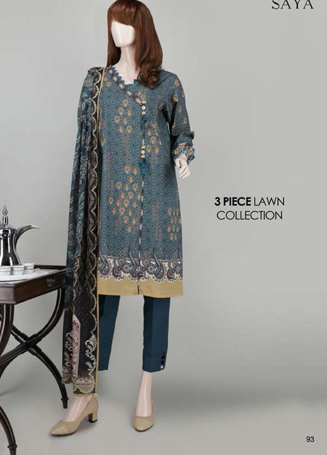 Saya Embroidered Lawn Suits Unstitched 3 Piece SY21SS RHYTHM (UG-2023-11D) - Spring / Summer Collection