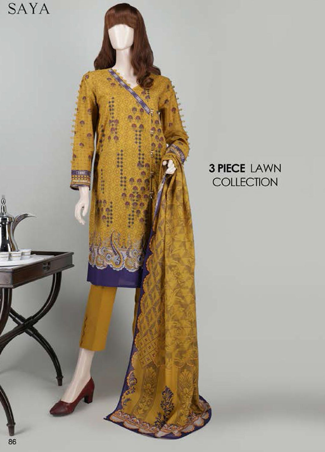 Saya Embroidered Lawn Suits Unstitched 3 Piece SY21SS RHYTHM (UM-2023-11C) - Spring / Summer Collection