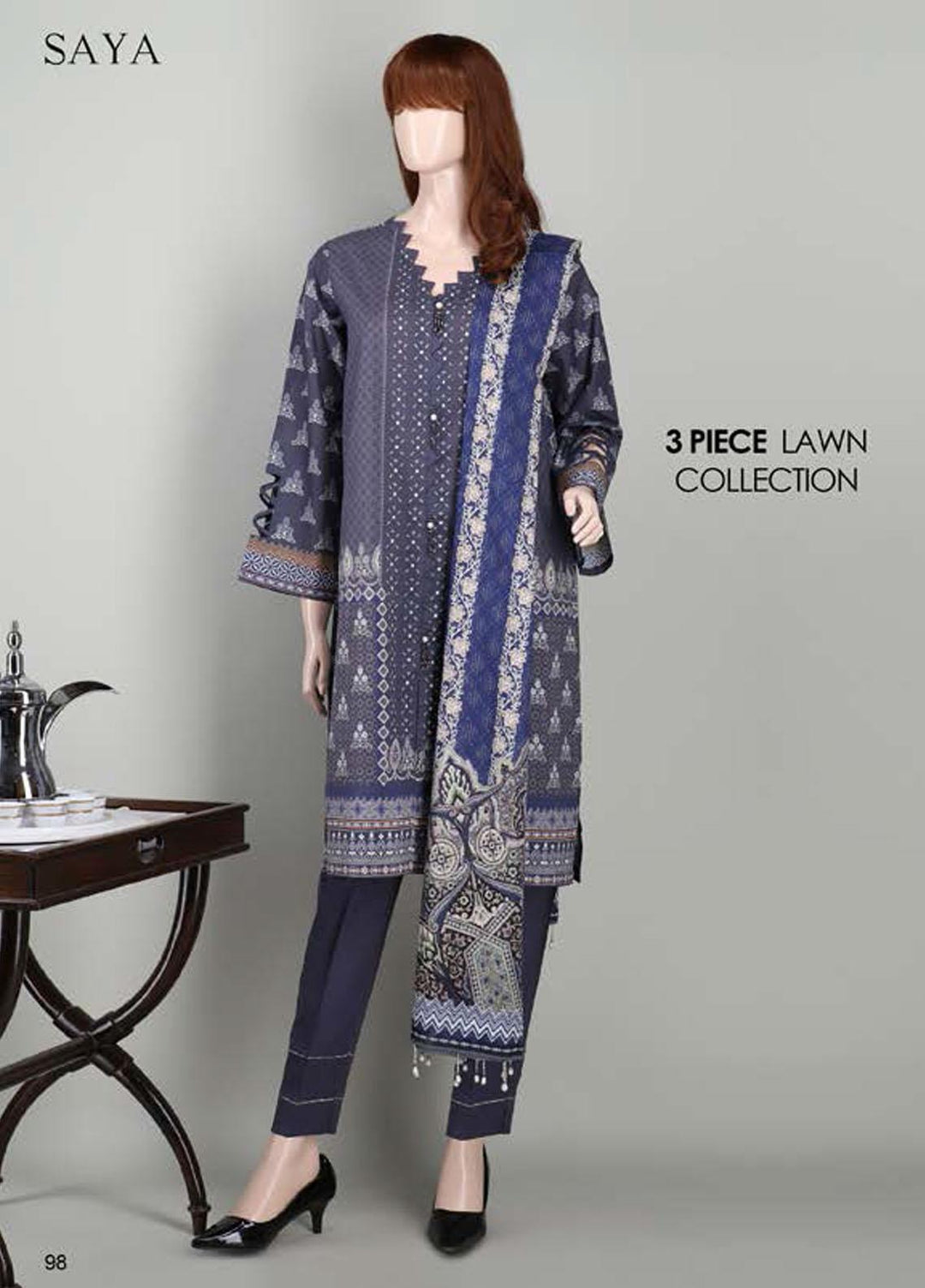 Saya Embroidered Lawn Suits Unstitched 3 Piece SY21SS SHOOTING STAR (UB-2023-15E) - Spring / Summer Collection