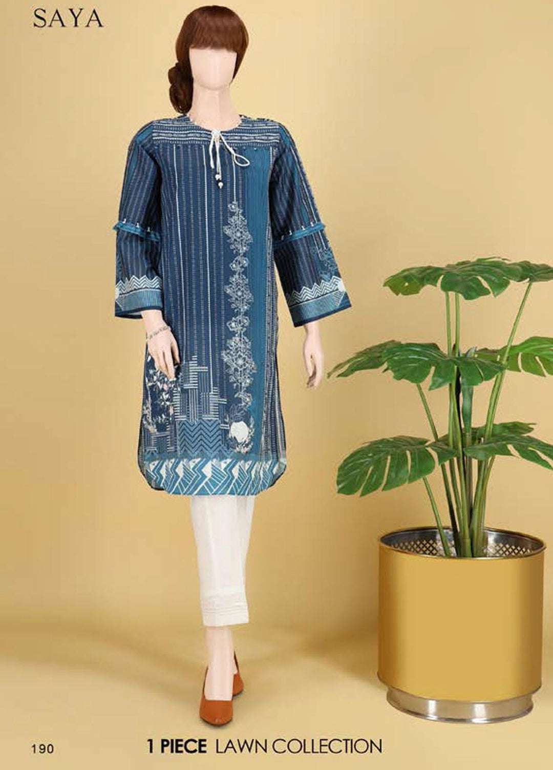 Saya Embroidered Lawn Unstitched Kurties SY21SS SUBTLE SWISS (UB-2103-04B) - Spring / Summer Collection