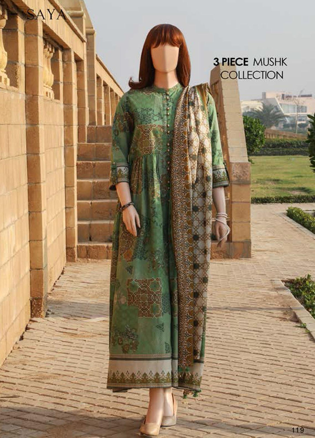Saya Embroidered Lawn Suits Unstitched 3 Piece SY21SS SULTANATE (UG-2108-12A) - Spring / Summer Collection