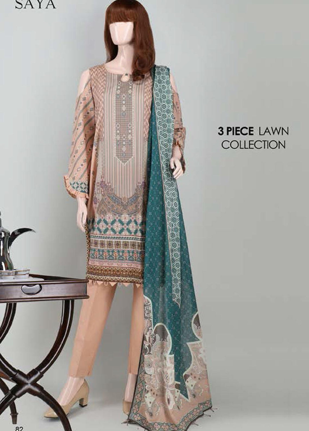 Saya Embroidered Lawn Suits Unstitched 3 Piece SY21SS SYMMETRICAL BRICKS (UB-2023-04E) - Spring / Summer Collection