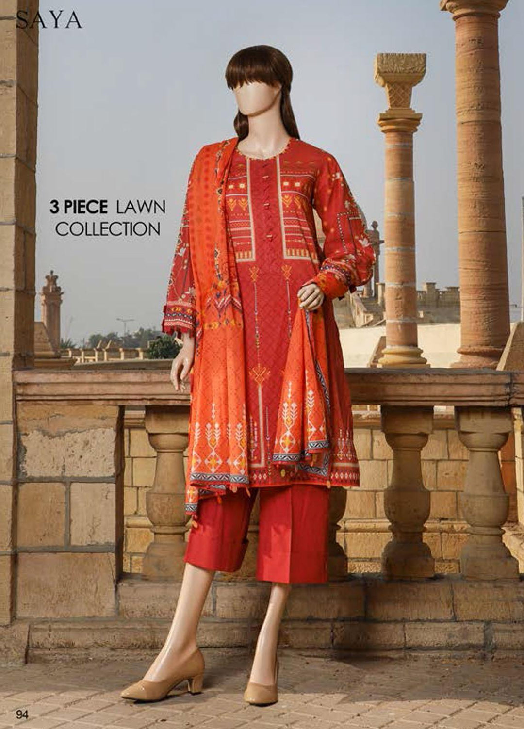 Saya Embroidered Lawn Suits Unstitched 3 Piece SY21SS TRIBAL MANIA (UP-2023-12B) - Spring / Summer Collection