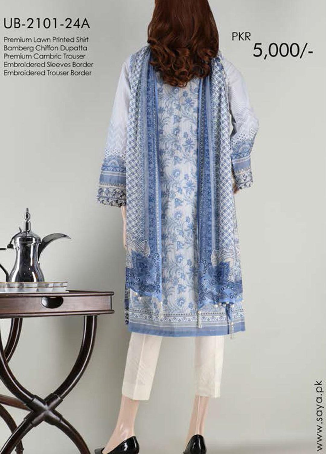 Saya Embroidered Lawn Suits Unstitched 3 Piece SY21SS CASHMERE (UB-2101-24A) - Spring / Summer Collection