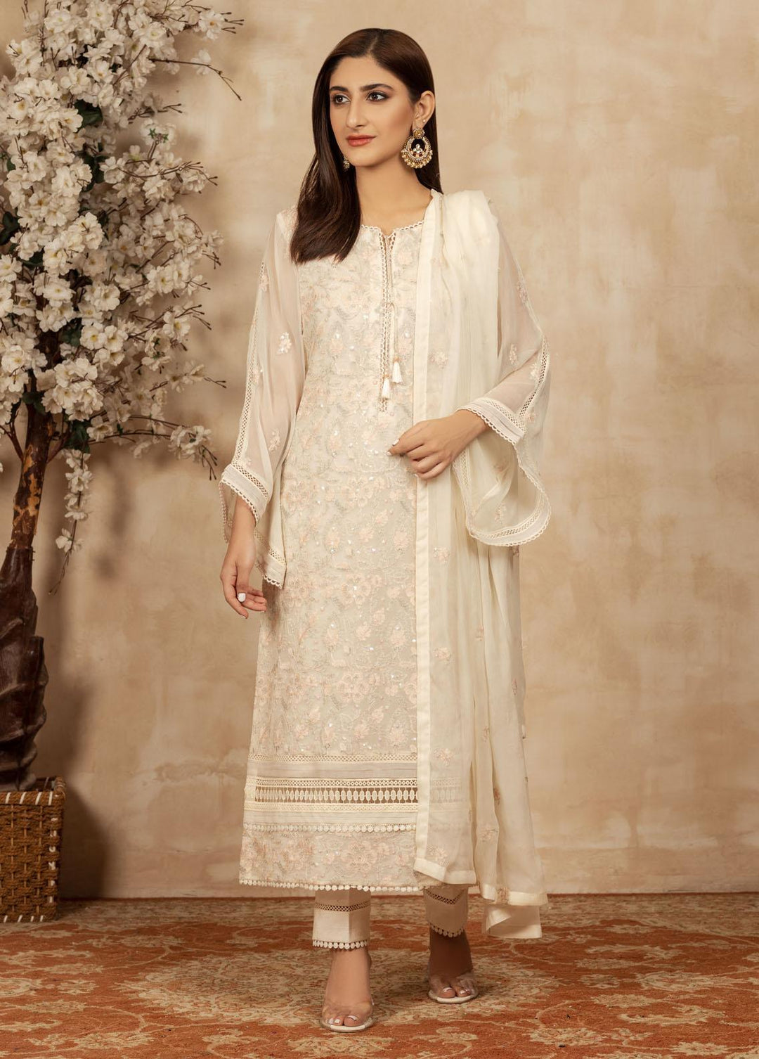 Senorita By Shamooz Embroidered Chiffon Suits Unstitched 3 Piece SHM23S SU-057 - Luxury Collection