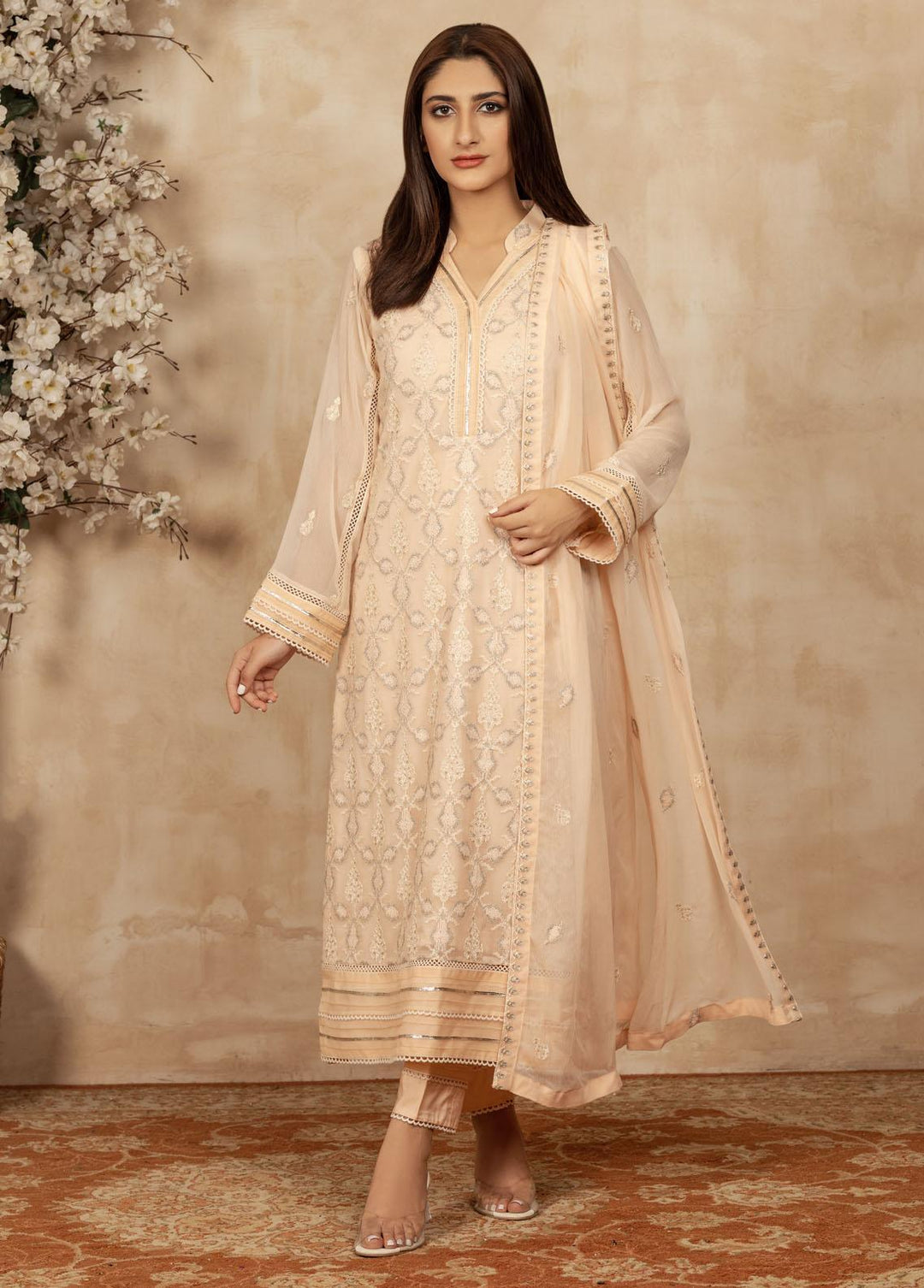 Senorita By Shamooz Embroidered Chiffon Suits Unstitched 3 Piece SHM23S SU-061 - Luxury Collection