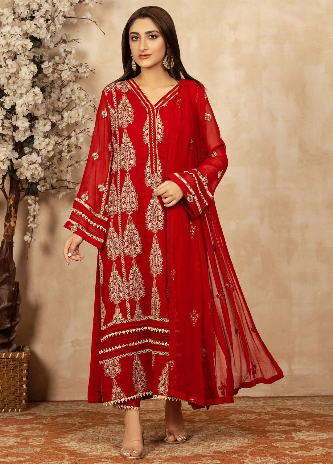 Senorita By Shamooz Embroidered Chiffon Suits Unstitched 3 Piece SHM23S SU-064 - Luxury Collection