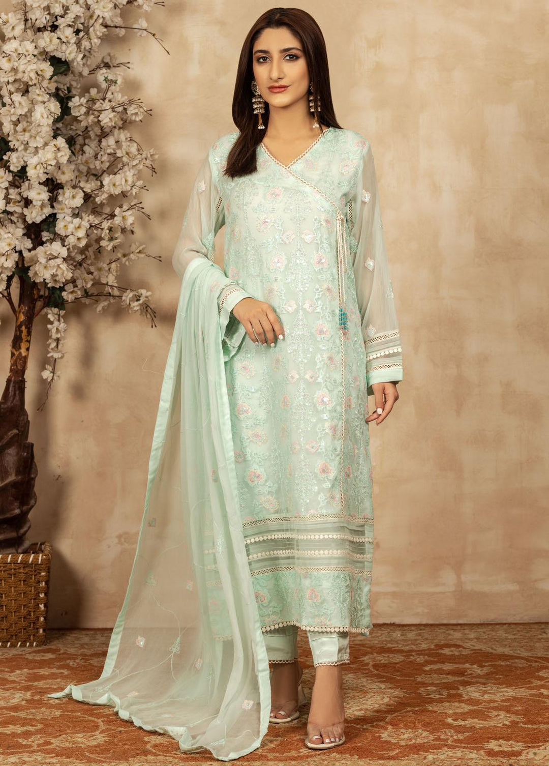 Senorita By Shamooz Embroidered Chiffon Suits Unstitched 3 Piece SHM23S SU-066 - Luxury Collection