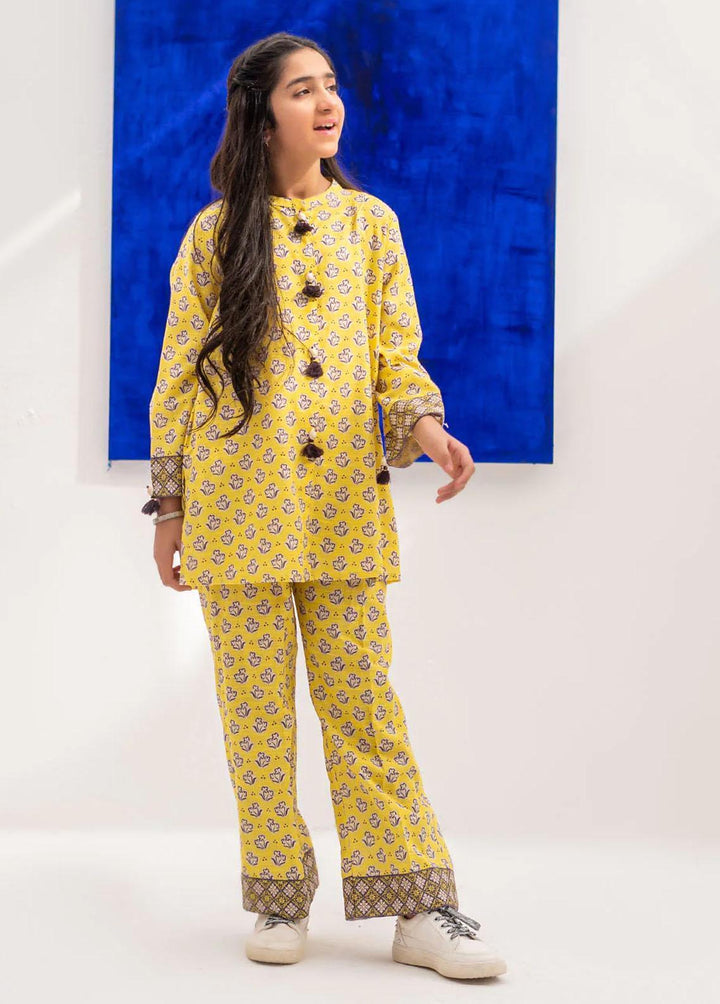 Senorita Cotton Casual 2 Piece Suit for Girls -  GAC-02382-YLW/MCL