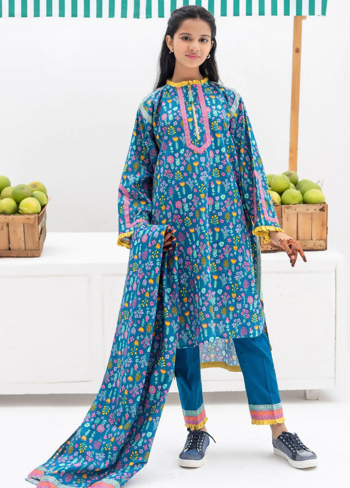 Senorita Cotton Casual 3 Piece Suit for Girls -  GAD-02368-BLU/MCL