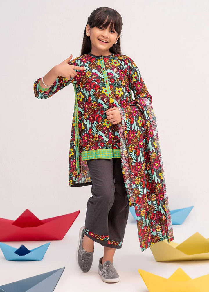 Senorita Cotton Casual 3 Piece Suit for Girls -  KAD-02363-GRY/MCL