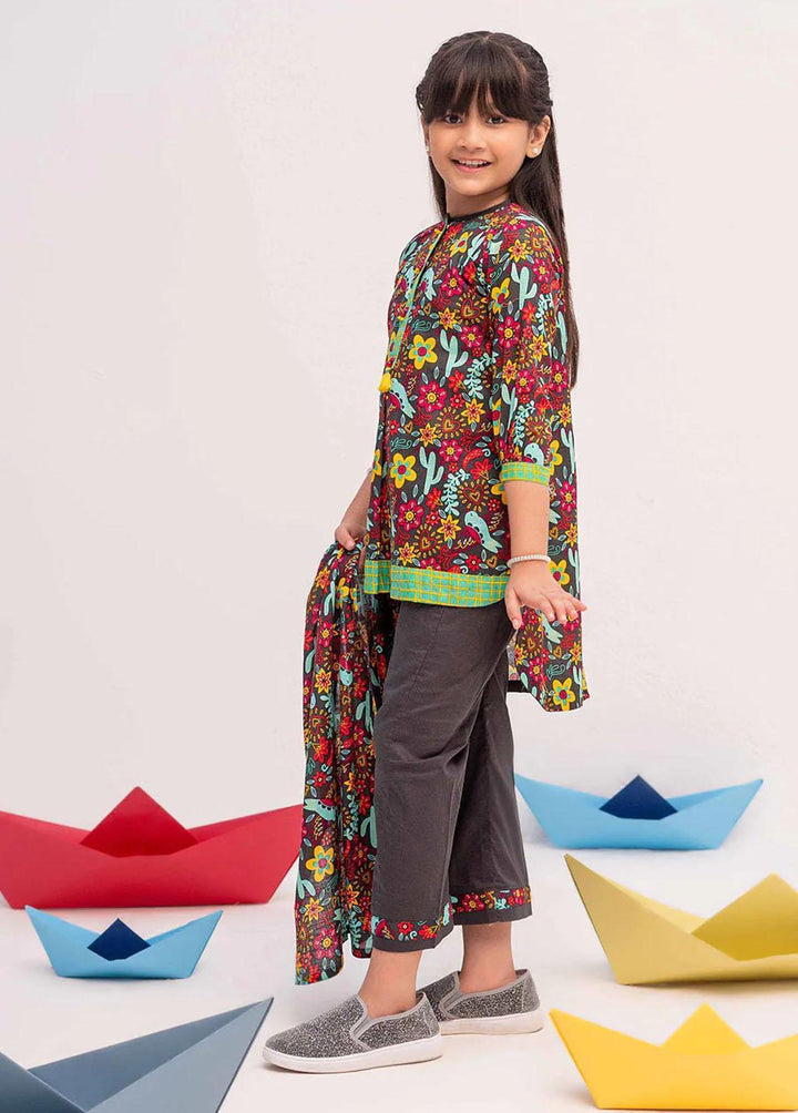 Senorita Cotton Casual 3 Piece Suit for Girls -  KAD-02363-GRY/MCL