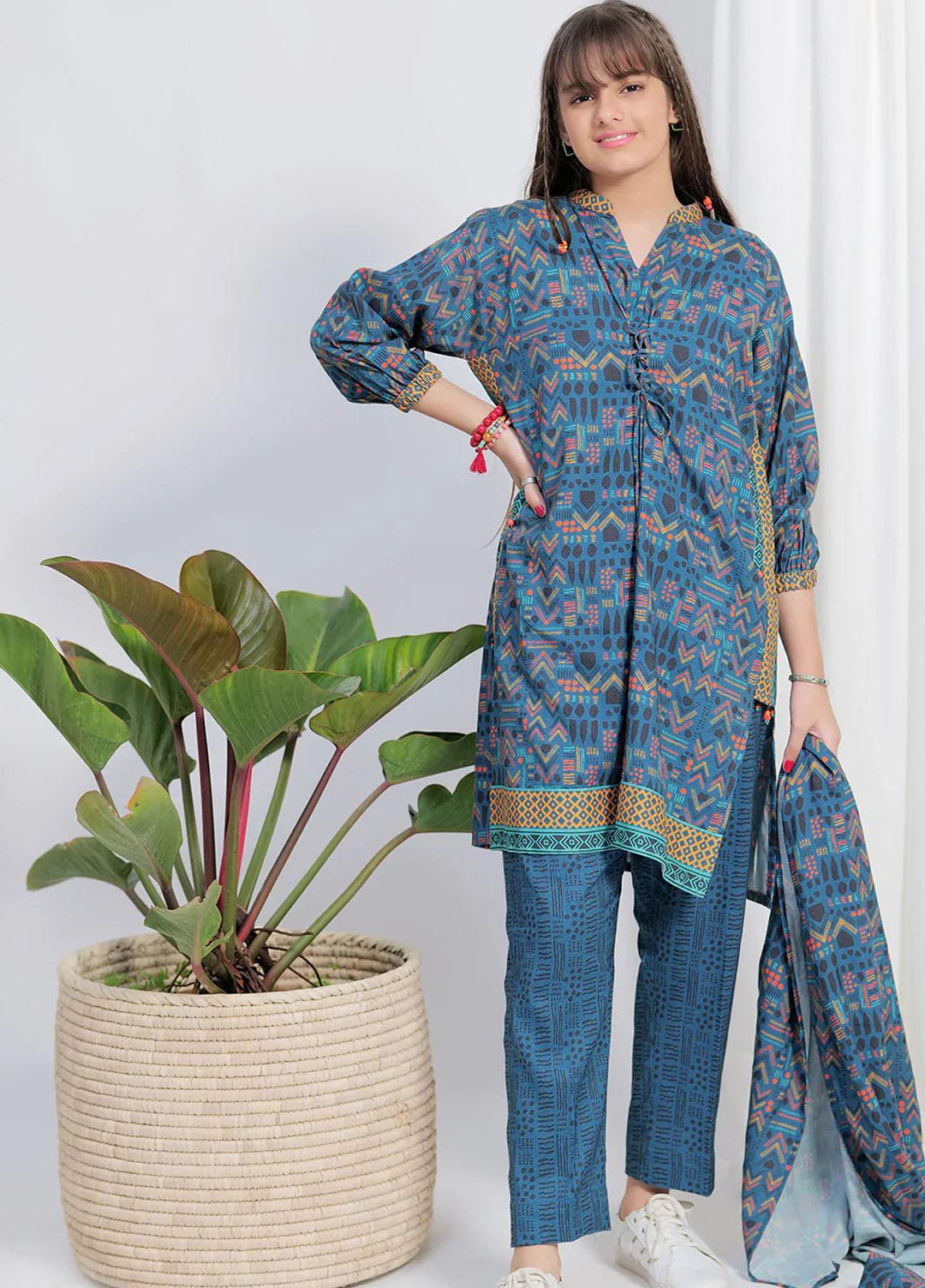 Senorita Viscose Pret 3 Piece Suit for Girls -  GAD-02123-BLU-MCL