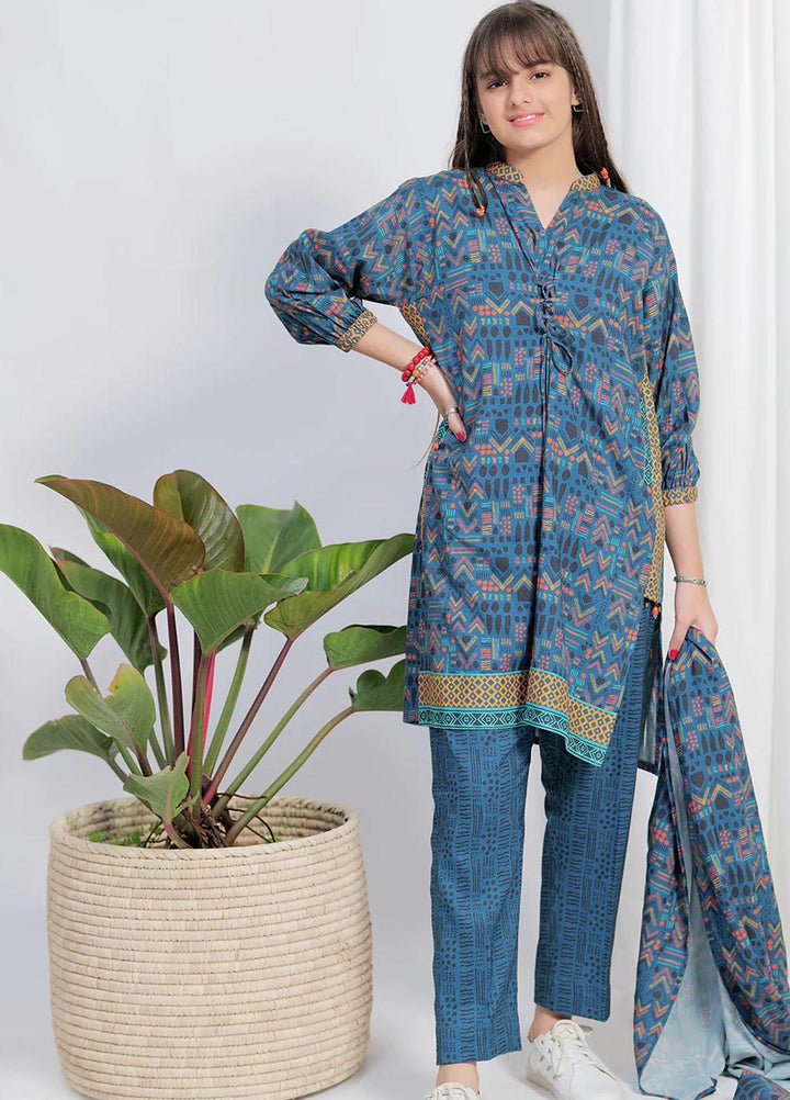 Senorita Viscose Pret 3 Piece Suit for Girls -  GAD-02123-BLU-MCL