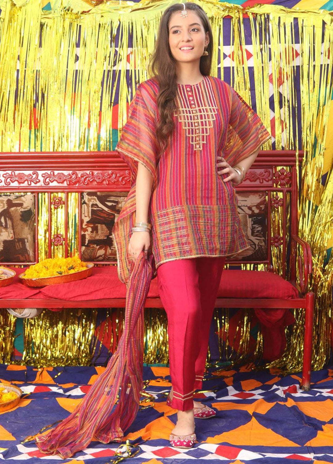 Senorita Organza Fomal 3 Piece for Girls - MUSTARD SRT21F GDD-01818-SPK/MCL