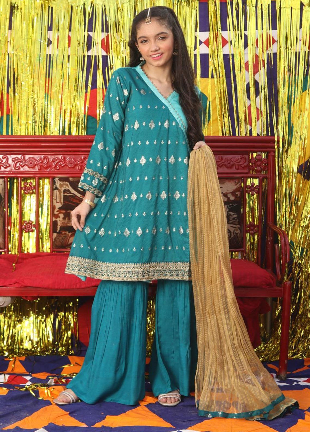 Senorita Jacquard Fomal 3 Piece for Girls - MUSTARD SRT21F GDD-01825-TGN/SGN