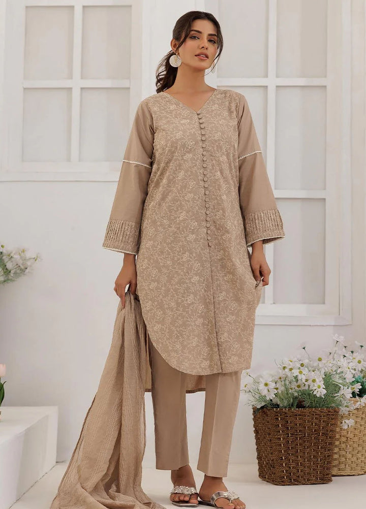 Senorita Pret Printed Plain Cotton 3 Piace Suit LBD-03087