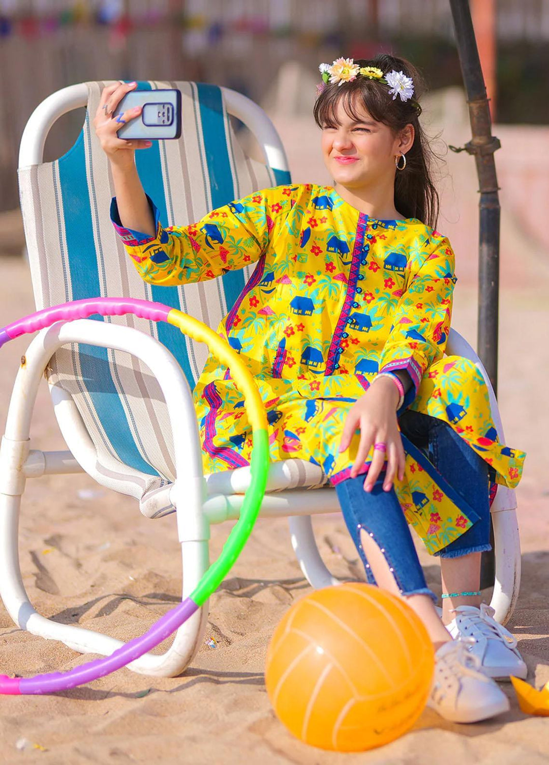 Senorita Cotton  Printed Kurtis for Girls -  GAA-01951-YLW/MCL