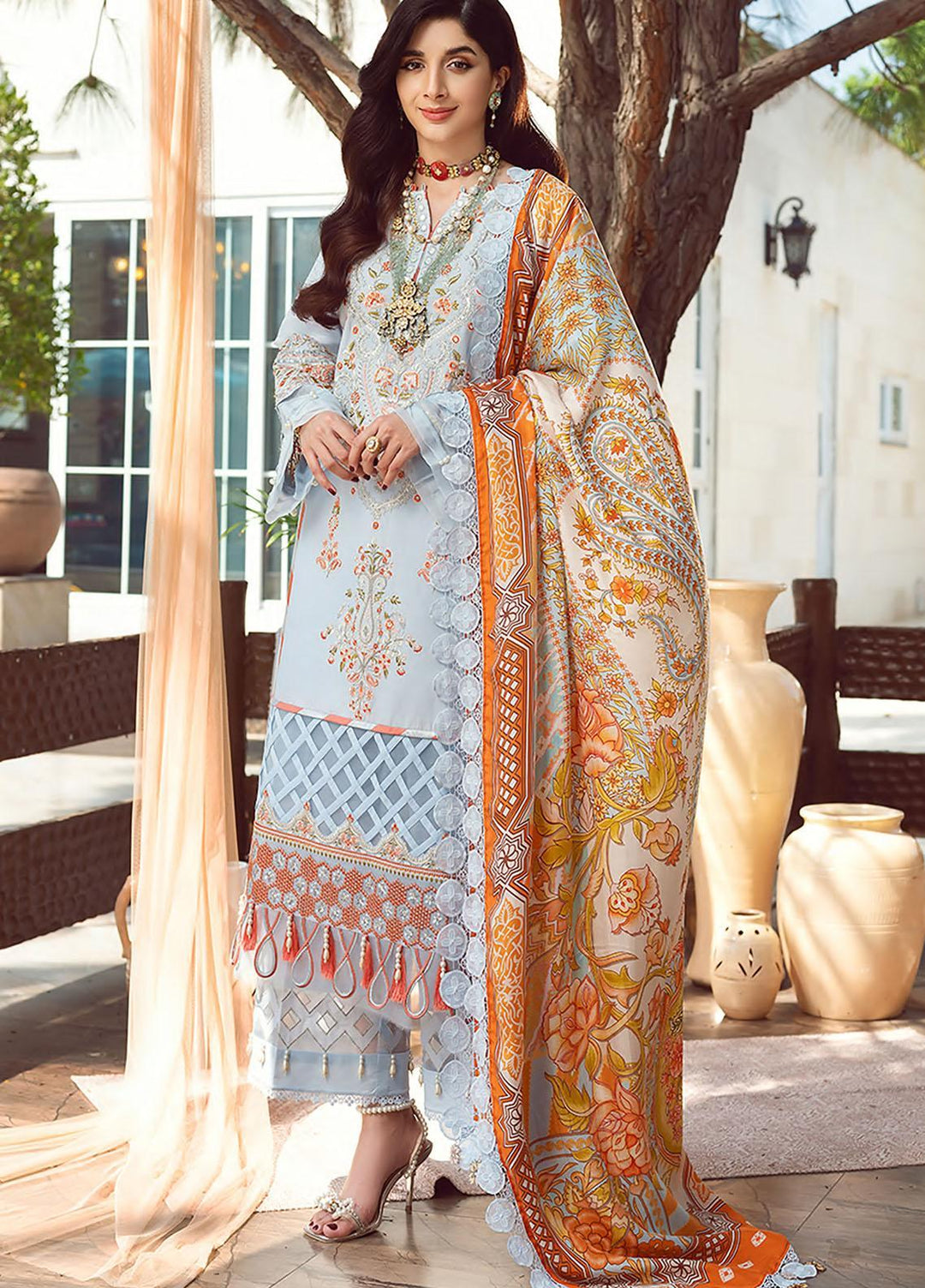 Seran Embroidered Lawn Suit Unstitched 3 Piece SRN22E 08 Floral Haze - Luxury Collection