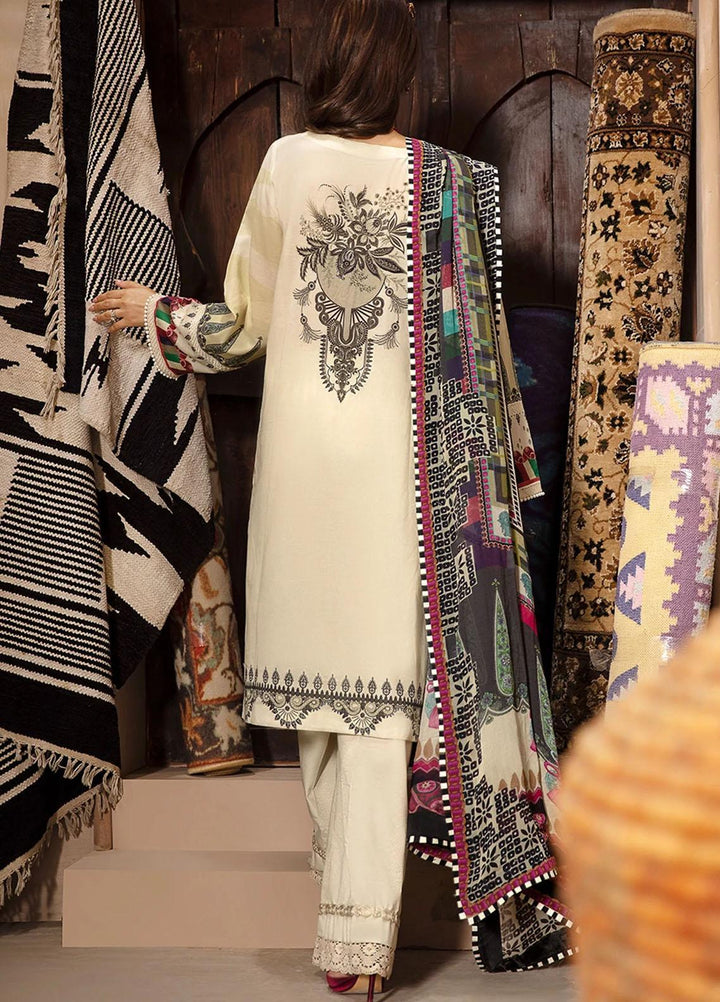 Seran Embroidered Lawn Suits Unstitched 3 Piece SRN21SE 05 Ivory Splendour - Summer Collection