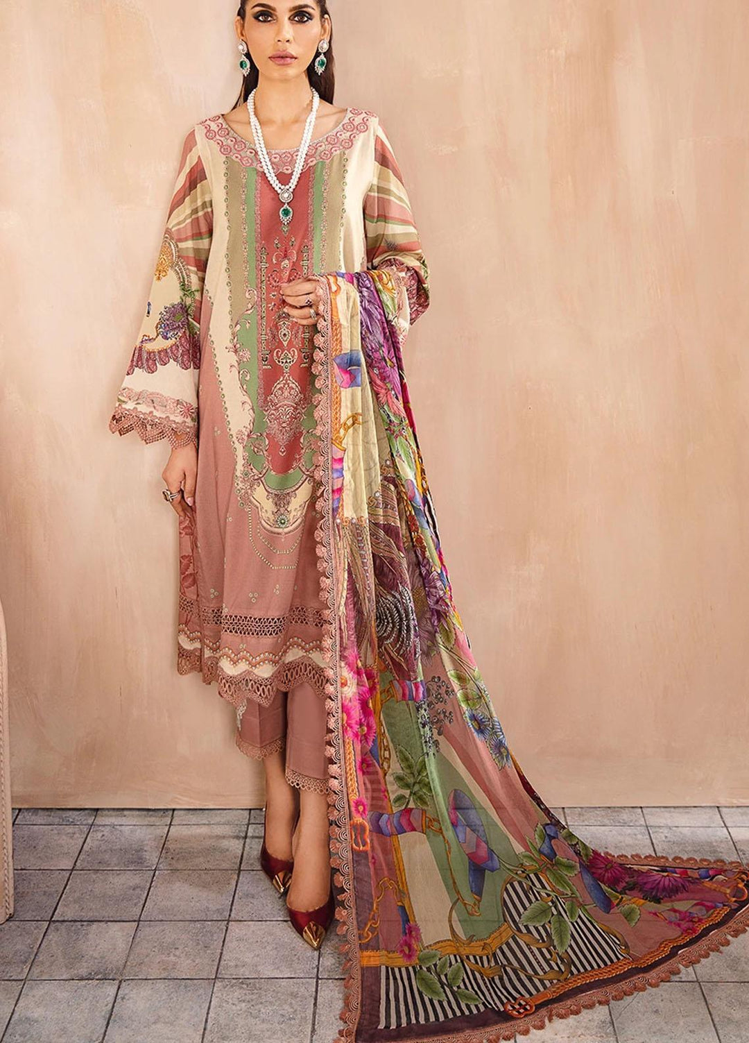 Seran Embroidered Lawn Suits Unstitched 3 Piece SRN21SE 09 Pink Panache - Summer Collection