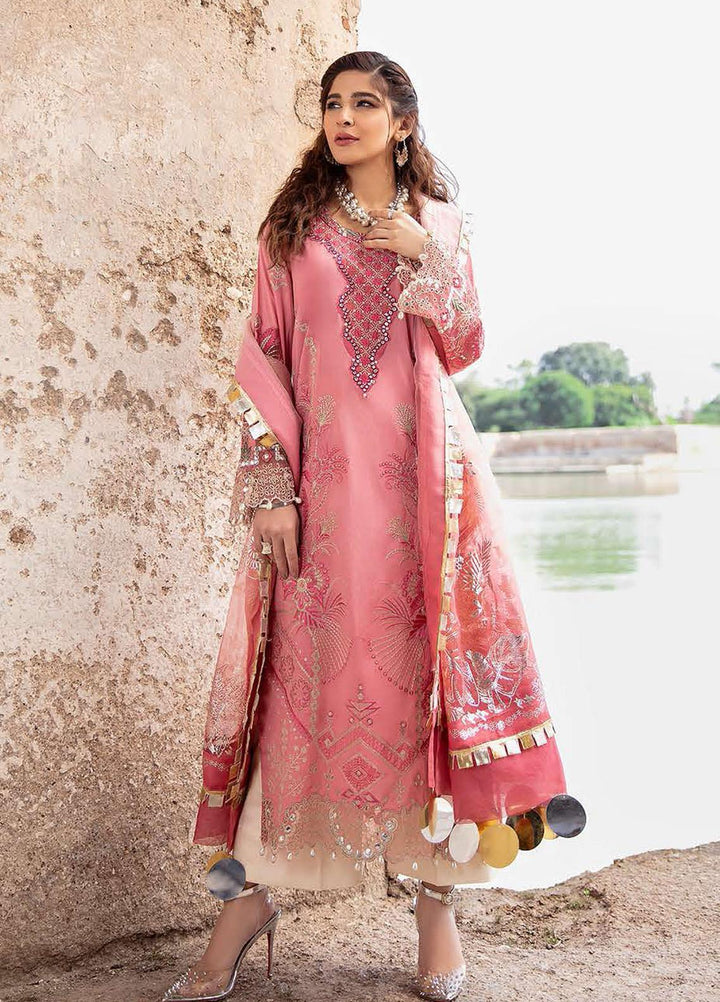 Seran Embroidered Lawn Suits Unstitched 3 Piece SRN21L 02-Rose Quartz - Luxury Collection