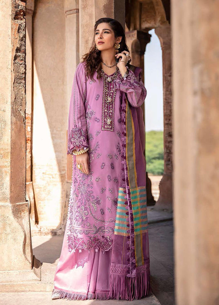 Seran Embroidered Lawn Suits Unstitched 3 Piece SRN21L 07-Victorian Orchid - Luxury Collection
