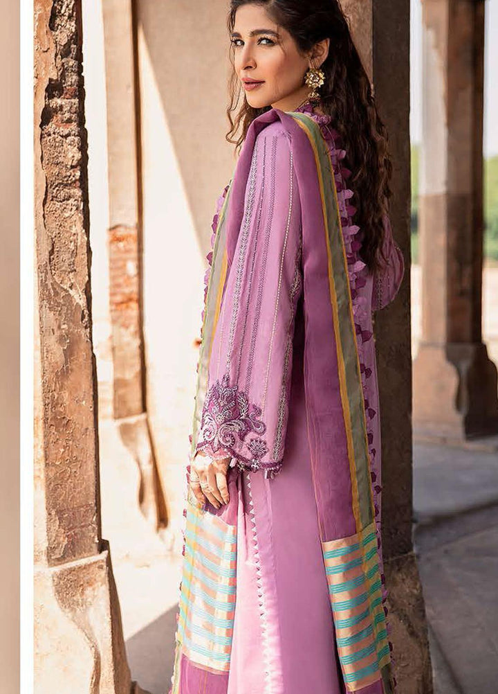 Seran Embroidered Lawn Suits Unstitched 3 Piece SRN21L 07-Victorian Orchid - Luxury Collection