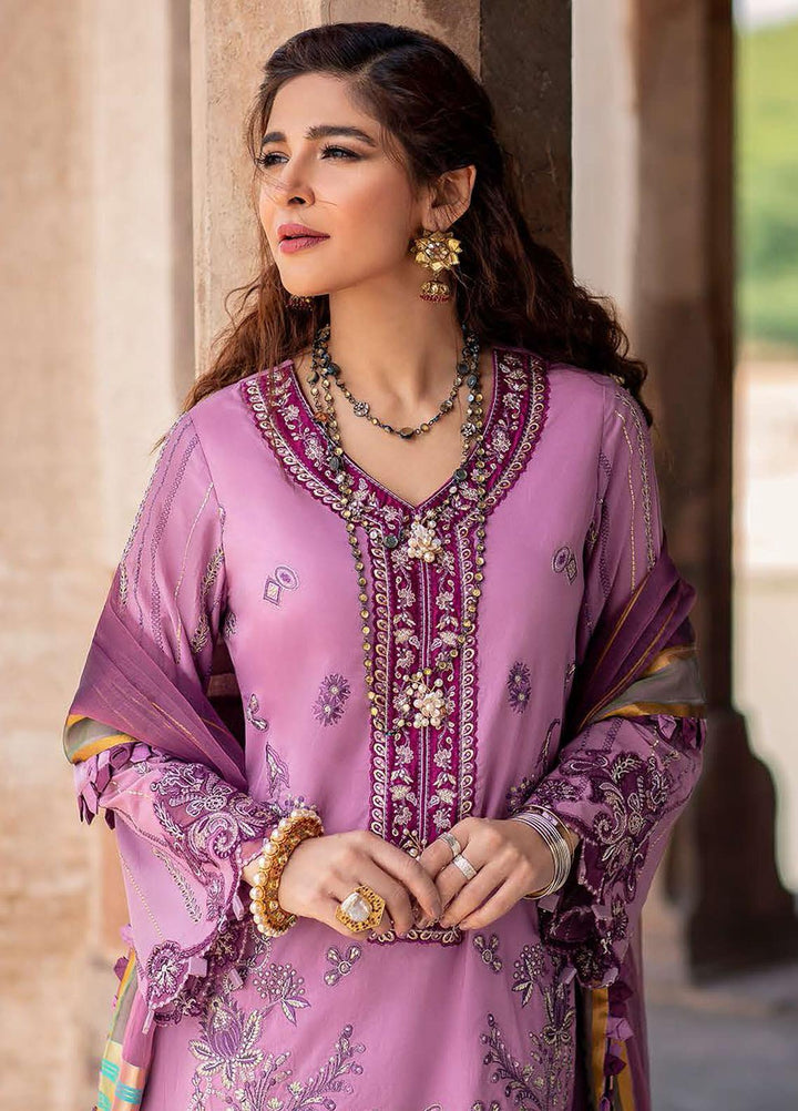 Seran Embroidered Lawn Suits Unstitched 3 Piece SRN21L 07-Victorian Orchid - Luxury Collection