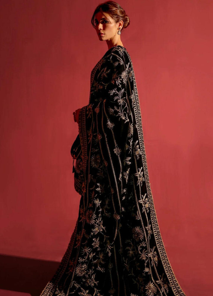 Seran Embroidered Velvet  Shawls SRN23LV Black Velvet Shawl - Velvet Shawls
