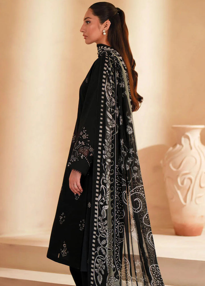 Seran Monochrome Embroidered Lawn Suit Unstitched 3 Piece SRN24M D-05 Onyx - Summer Collection