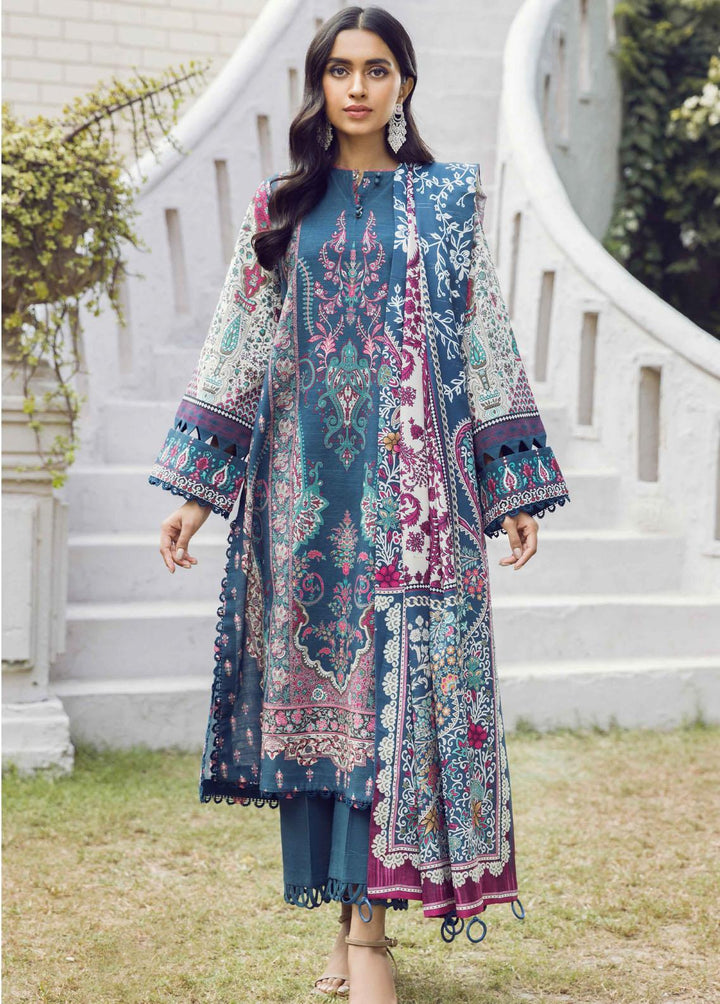 Winter Blossoms By Seran Embroidered Khaddar Suits Unstitched 3 Piece SRN22WB 01 Gentian - Winter Collection