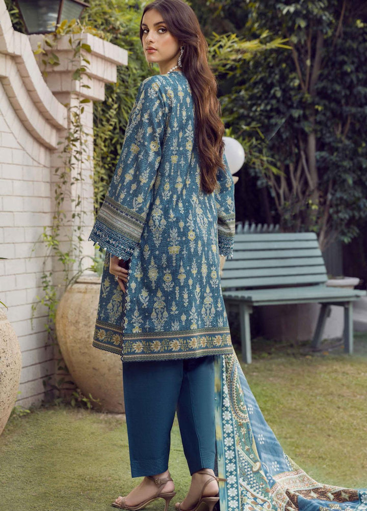 Winter Blossoms By Seran Embroidered Khaddar Suits Unstitched 3 Piece SRN22WB 08 Bluebell - Winter Collection