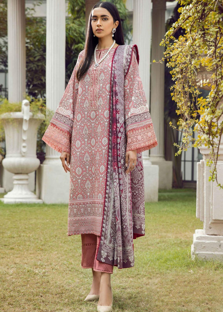 Winter Blossoms By Seran Embroidered Karandi Suits Unstitched 3 Piece SRN22WB 09 Rose - Winter Collection