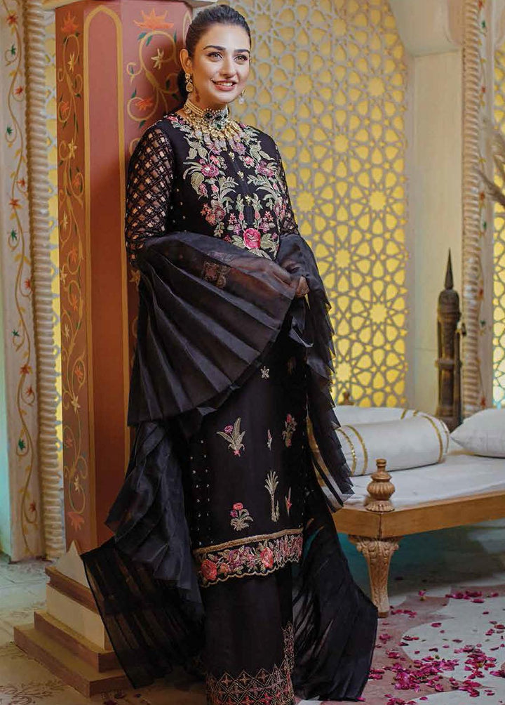 Serene Premium Embroidered Chiffon Suits Unstitched 3 Piece S-1043 Dark Forest - Luxury Collection