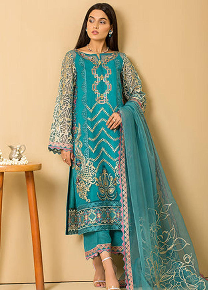 Serene Premium Pret Embroidered Organza 3 Piece SP22P SP-39 Turquoise