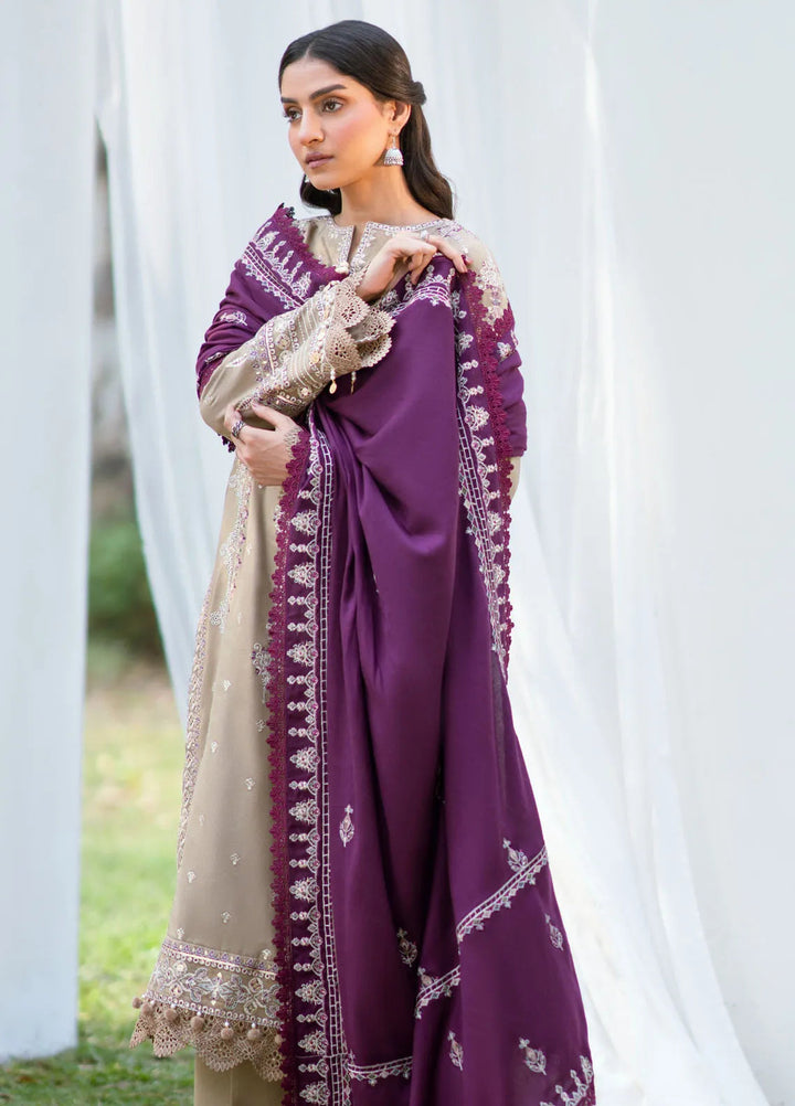 Serenity by Florent Embroidered Leather Peach Suit Unstitched 3 Piece FL-01 B - Winter Collection