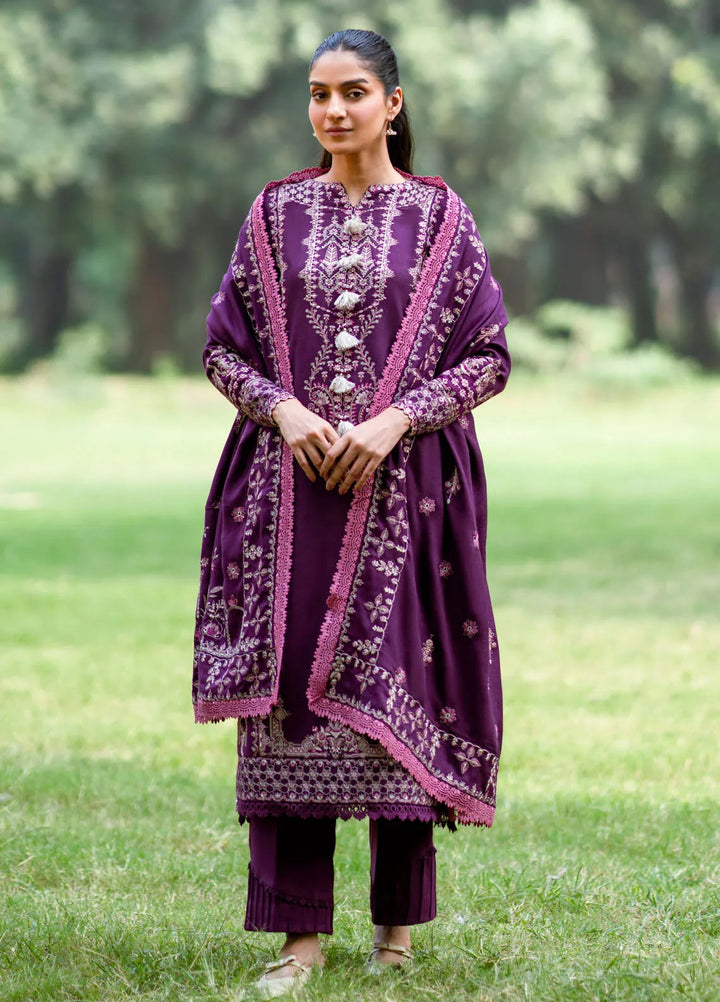 Serenity by Florent Embroidered Leather Peach Suit Unstitched 3 Piece FL-03 A - Winter Collection