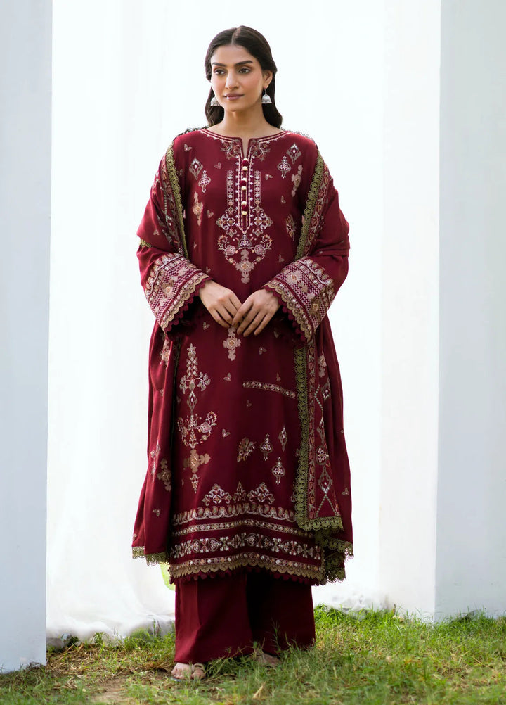 Serenity by Florent Embroidered Leather Peach Suit Unstitched 3 Piece FL-04 A - Winter Collection