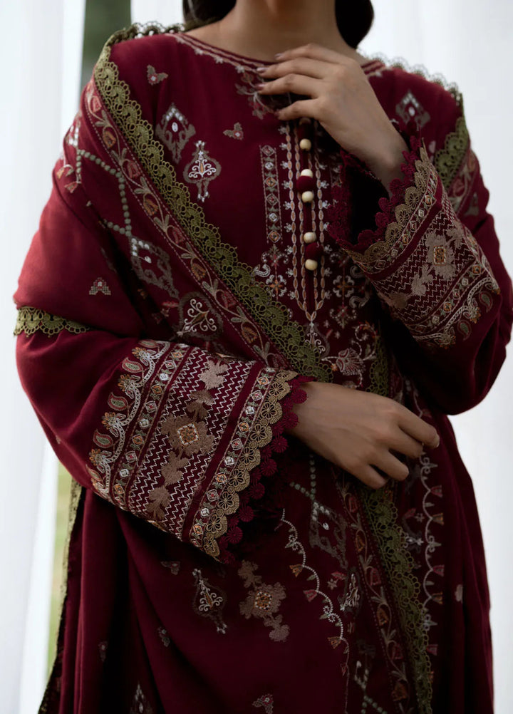 Serenity by Florent Embroidered Leather Peach Suit Unstitched 3 Piece FL-04 A - Winter Collection