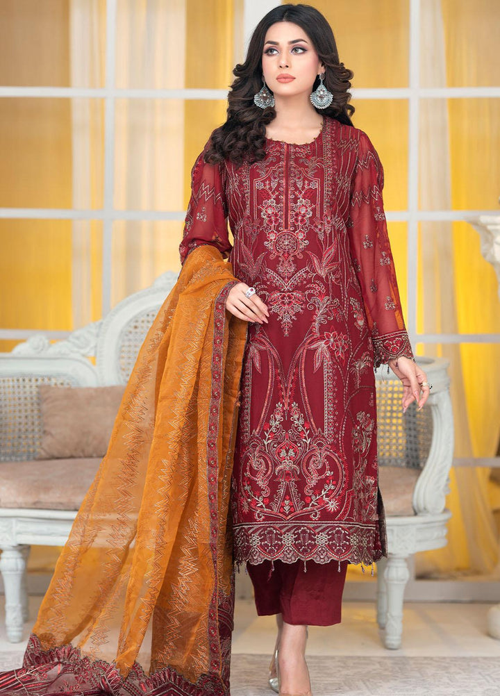 Shaadi Biyaah By Insiya Embroidered Chiffon Suits Unstitched 3 Piece INS23SB-S3 D1 - Wedding Collection