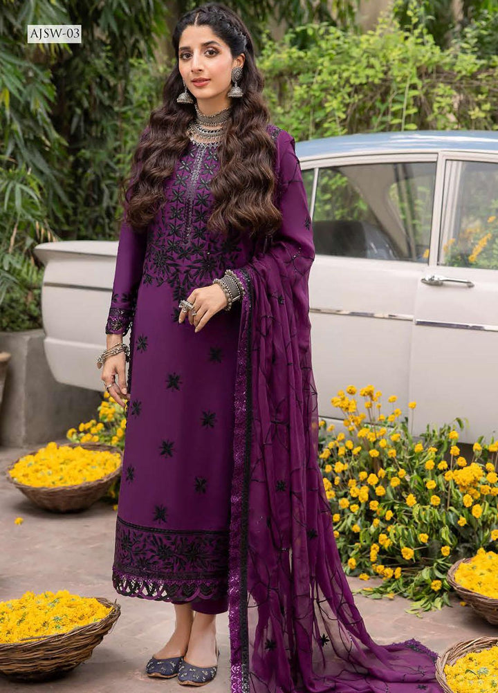 Shadow Work By Asim Jofa Embroidered Cotton Suits Unstitched 3 Piece AJ23SW AJSW-03 - Luxury Festive Collection