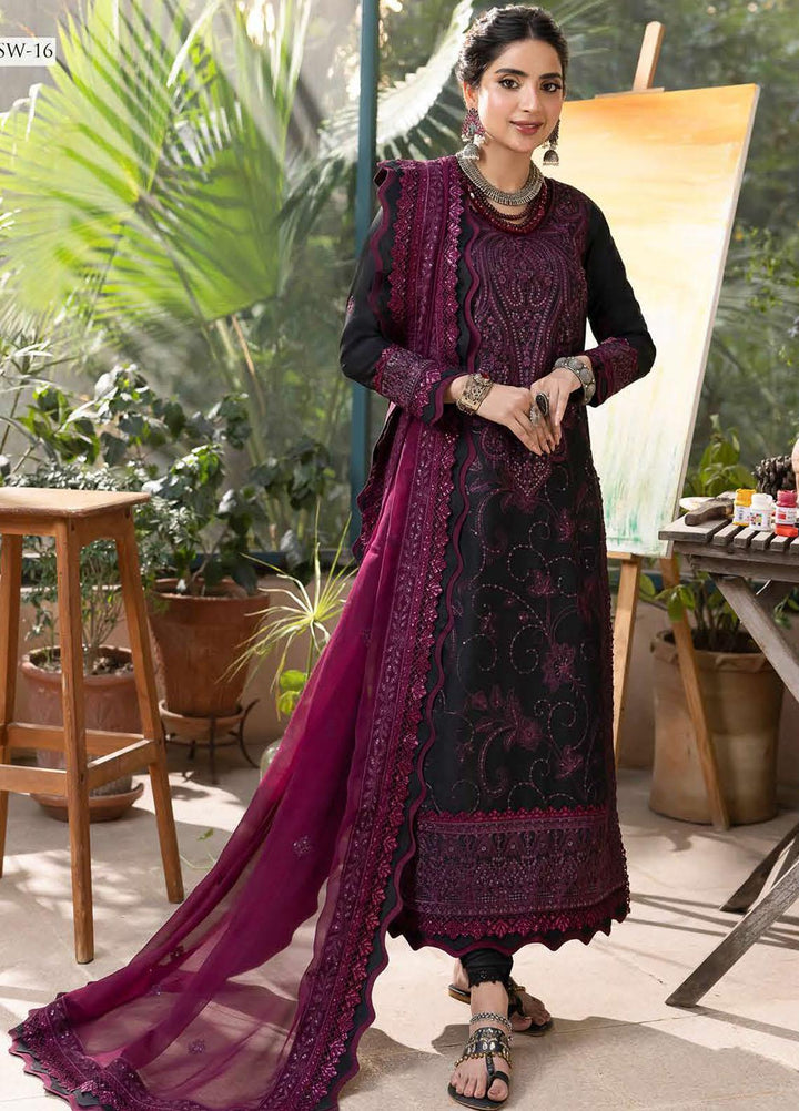Shadow Work By Asim Jofa Embroidered Lawn Suits Unstitched 3 Piece AJ23SW AJSW-16 - Luxury Festive Collection