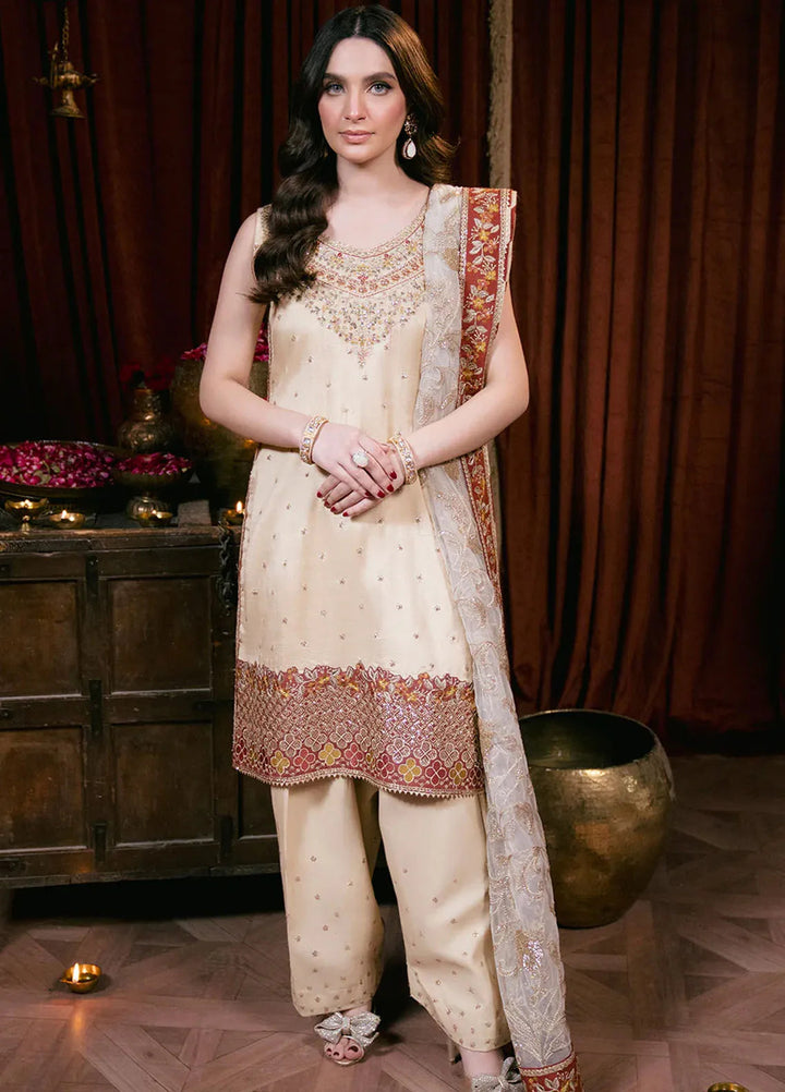 Shagun by Neeshay Embroidered Raw Silk Suit Unstitched 3 Piece NSH24SR Roshni - Festive Collection