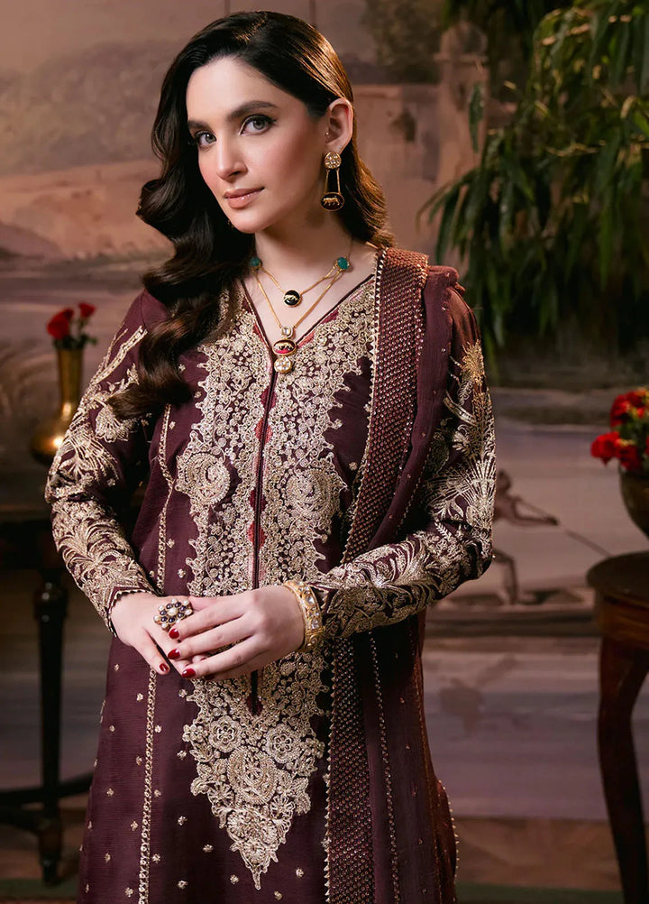 Shagun by Neeshay Embroidered Raw Silk Suit Unstitched 3 Piece NSH24SR Shehnai - Festive Collection