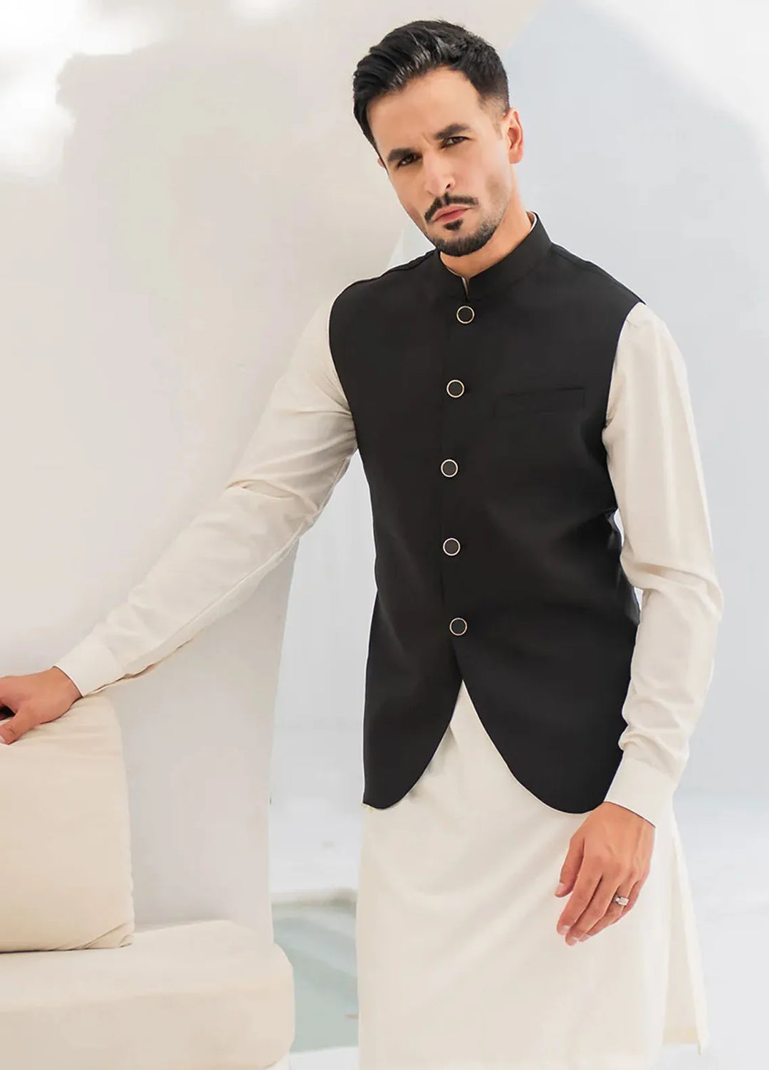 Shahjahan Formal Men Waistcoat - Black