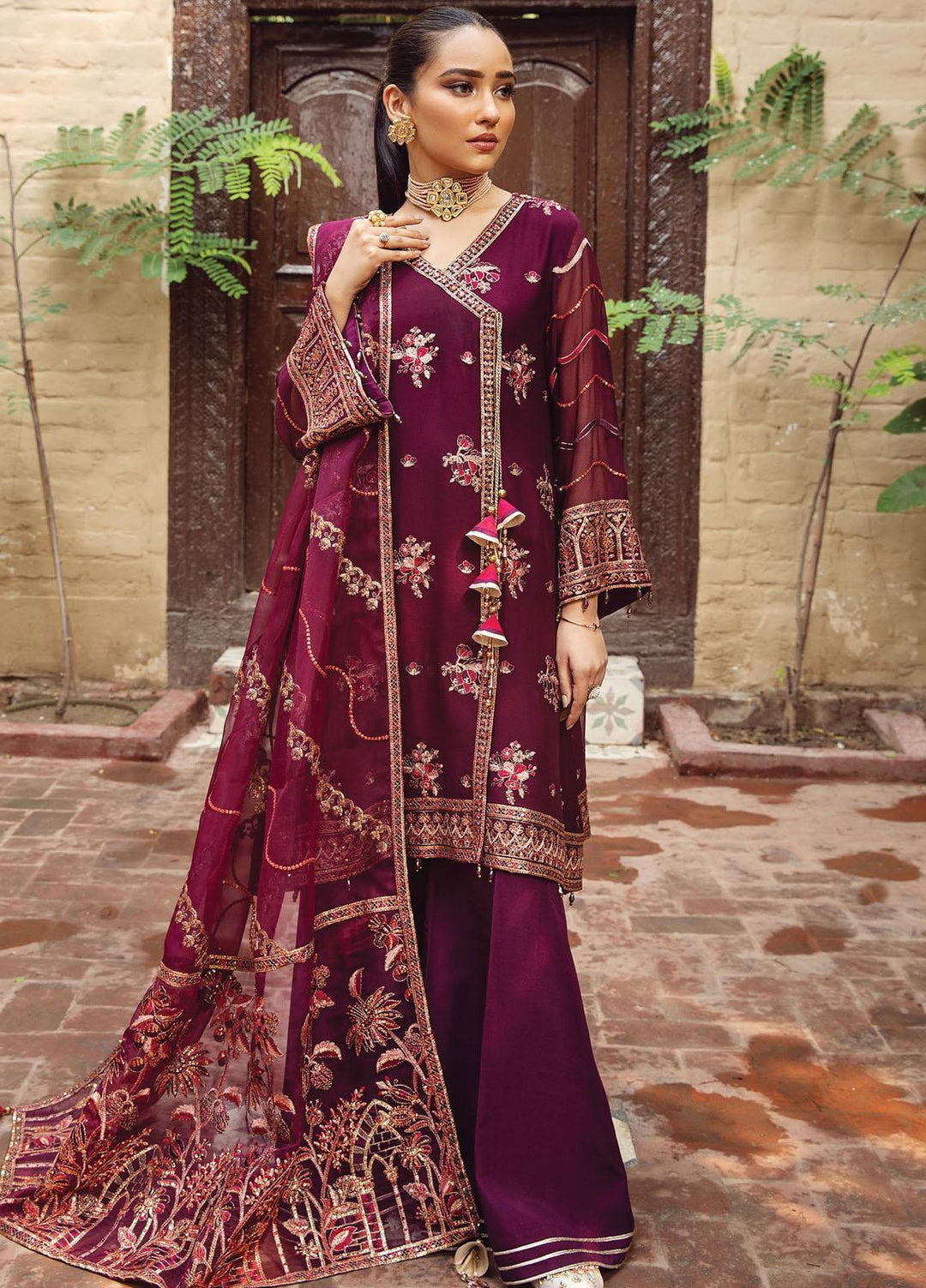 Alizeh Fashion by Bilal Embroidery Embroidered Chiffon Suits Unstitched 3 Piece AFB21SH 09-SINGHAAR - Festive Collection