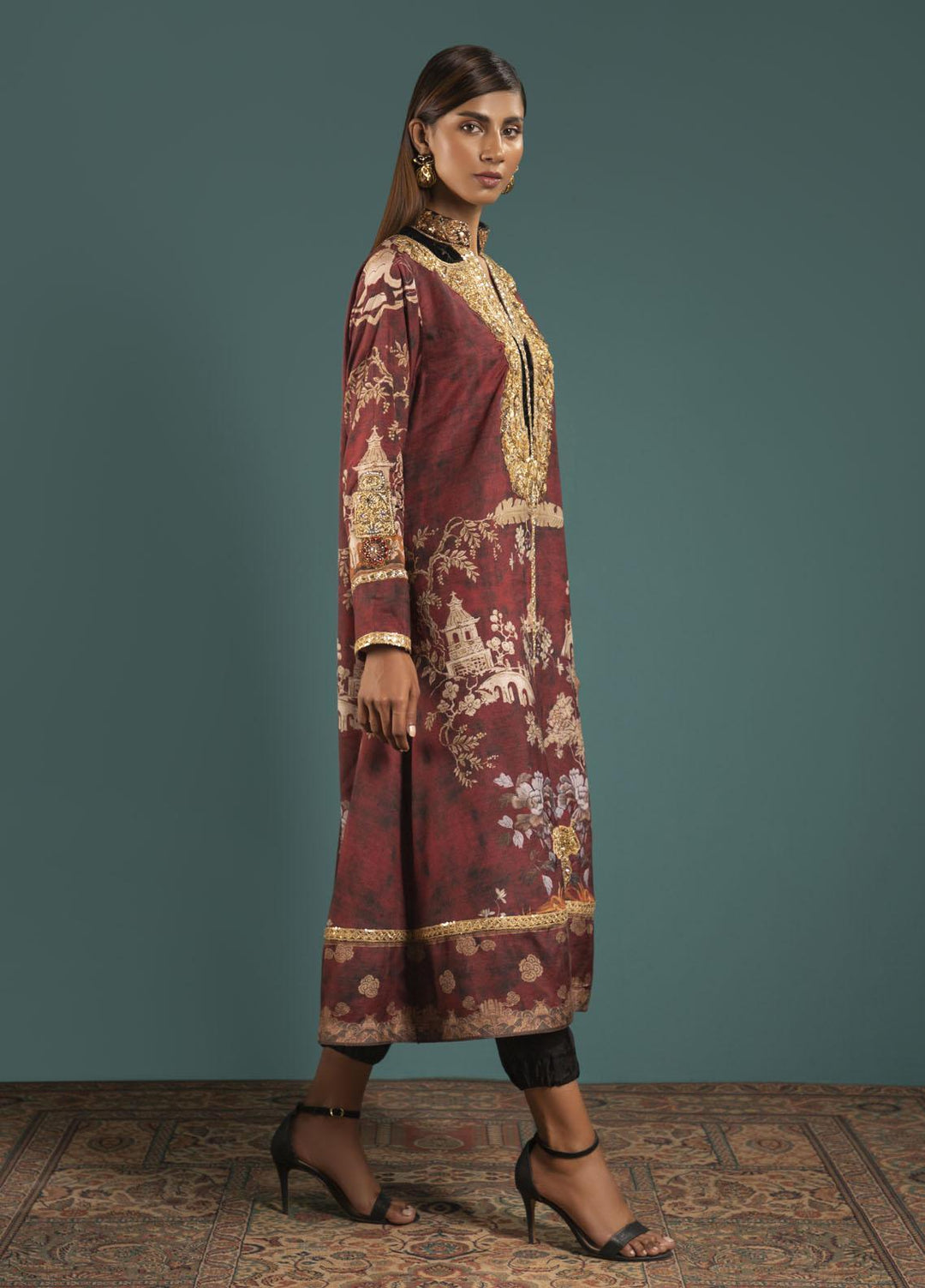 Shamaeel Ansari Luxury Pret  Silk Shirt Maha-01