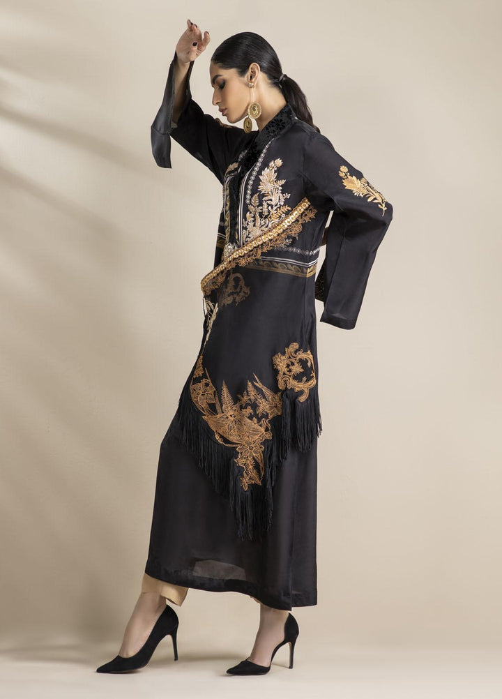 Shamaeel Ansari Luxury Pret Embroidered Silk Shirt NR - 01