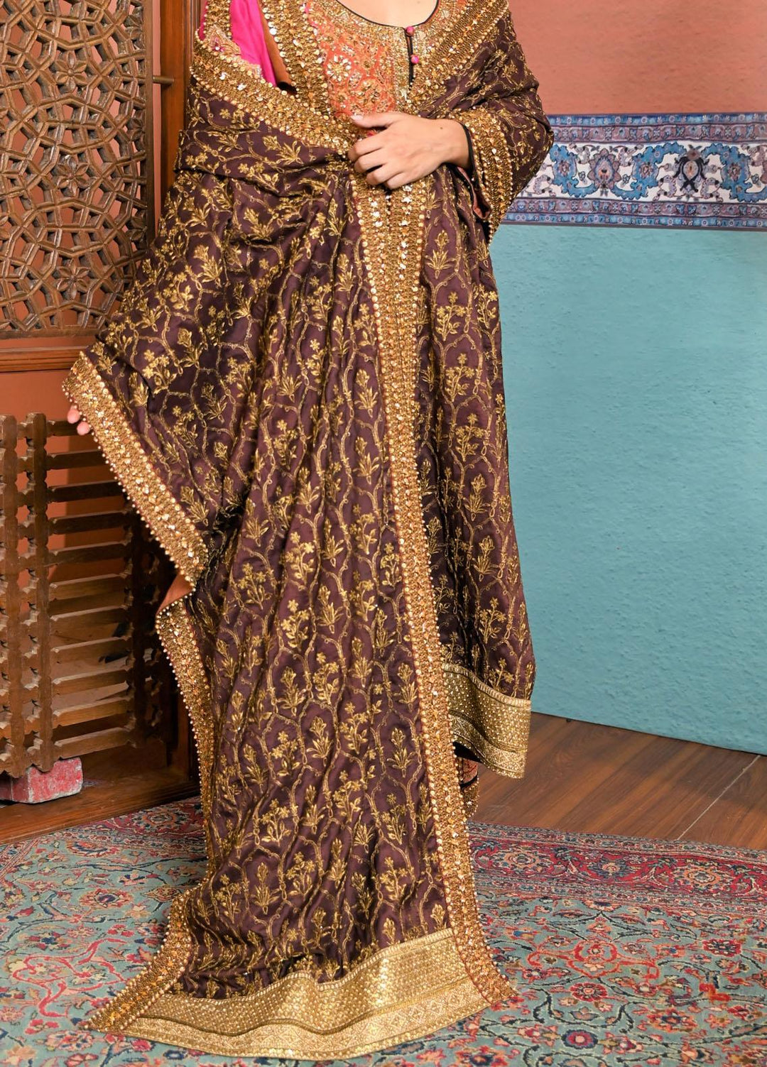 Shamaeel Ansari Embroidered Silk Shawl TS - Shawl - Formals Collection
